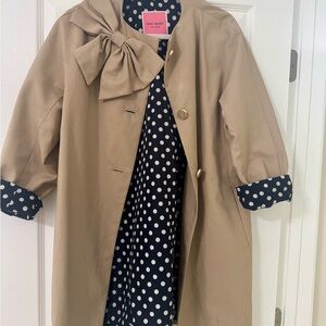 Kate Spade Tan Raincoat with Polka Dot Lining